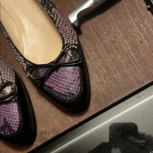 Amalfi Black and Purple Flats with Textured Design
